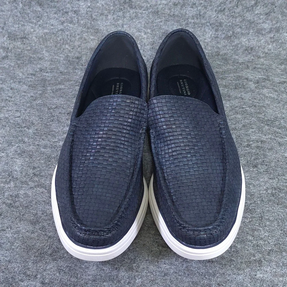 Giorgio Brutini Ren Navy Woven Loafers Mens 11 M Memory Foam Slip On Shoes